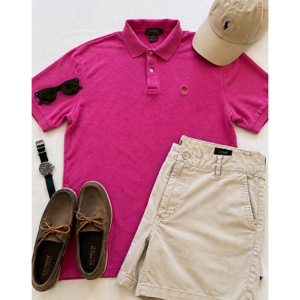 Lauren Ralph Lauren Mens XL, Pink, Cotton Pique, Short Sleeve, Crest Polo Shirt - Picture 1 of 10